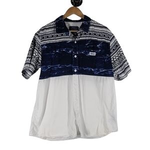 Parish Nation Signature‎ Men's XL Button Down Short Sleeve Shirt Acid Wash